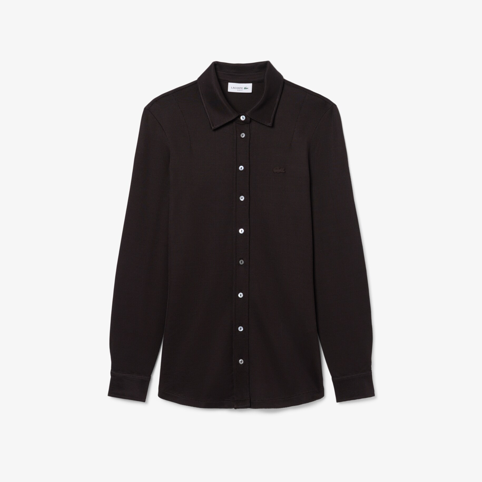 Slim Fit Long Sleeved Piqu&eacute; Polo Shirt image number 3