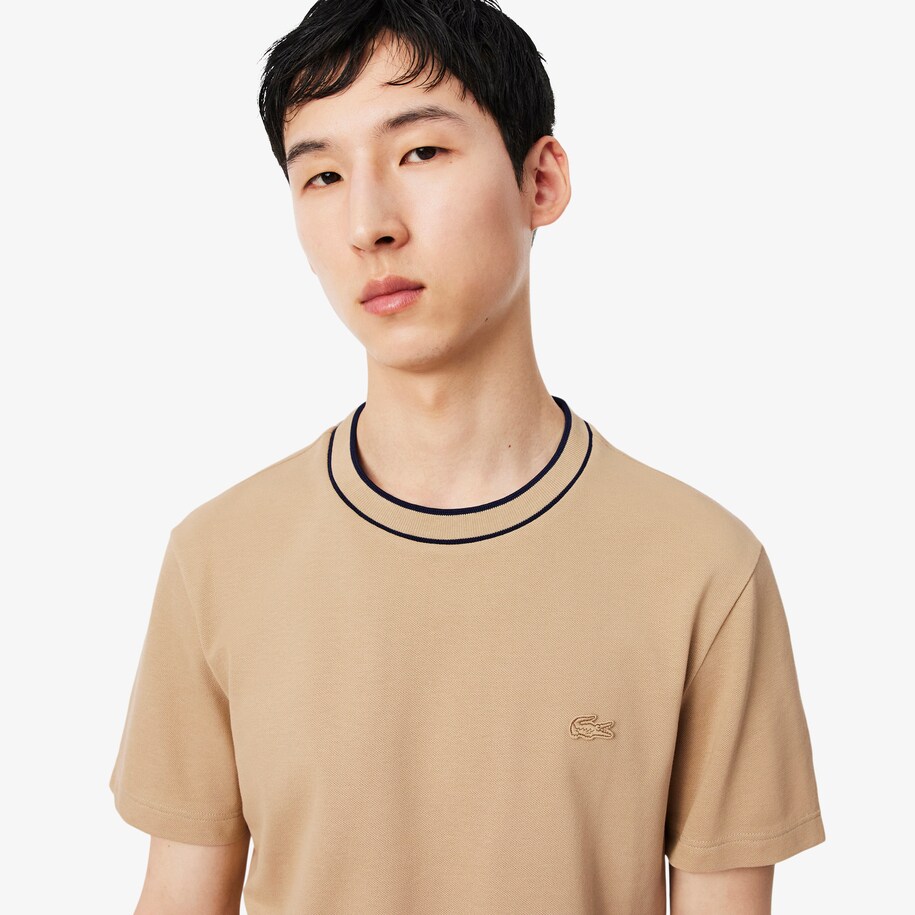 Stretch Piqu&eacute; Stripe Collar T-shirt image number 1