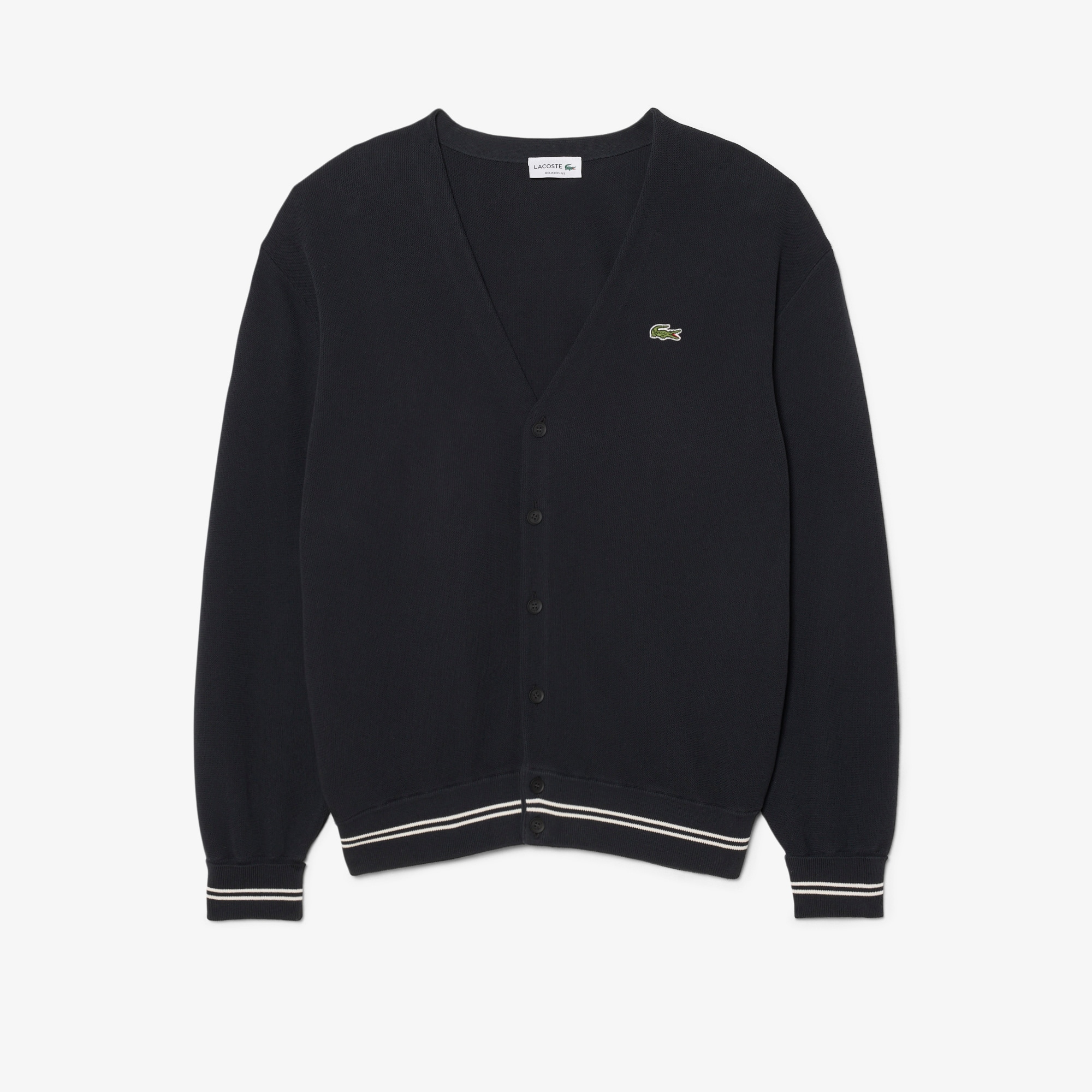 Relaxed Fit Stripe Detail Cotton Cardigan image number 3