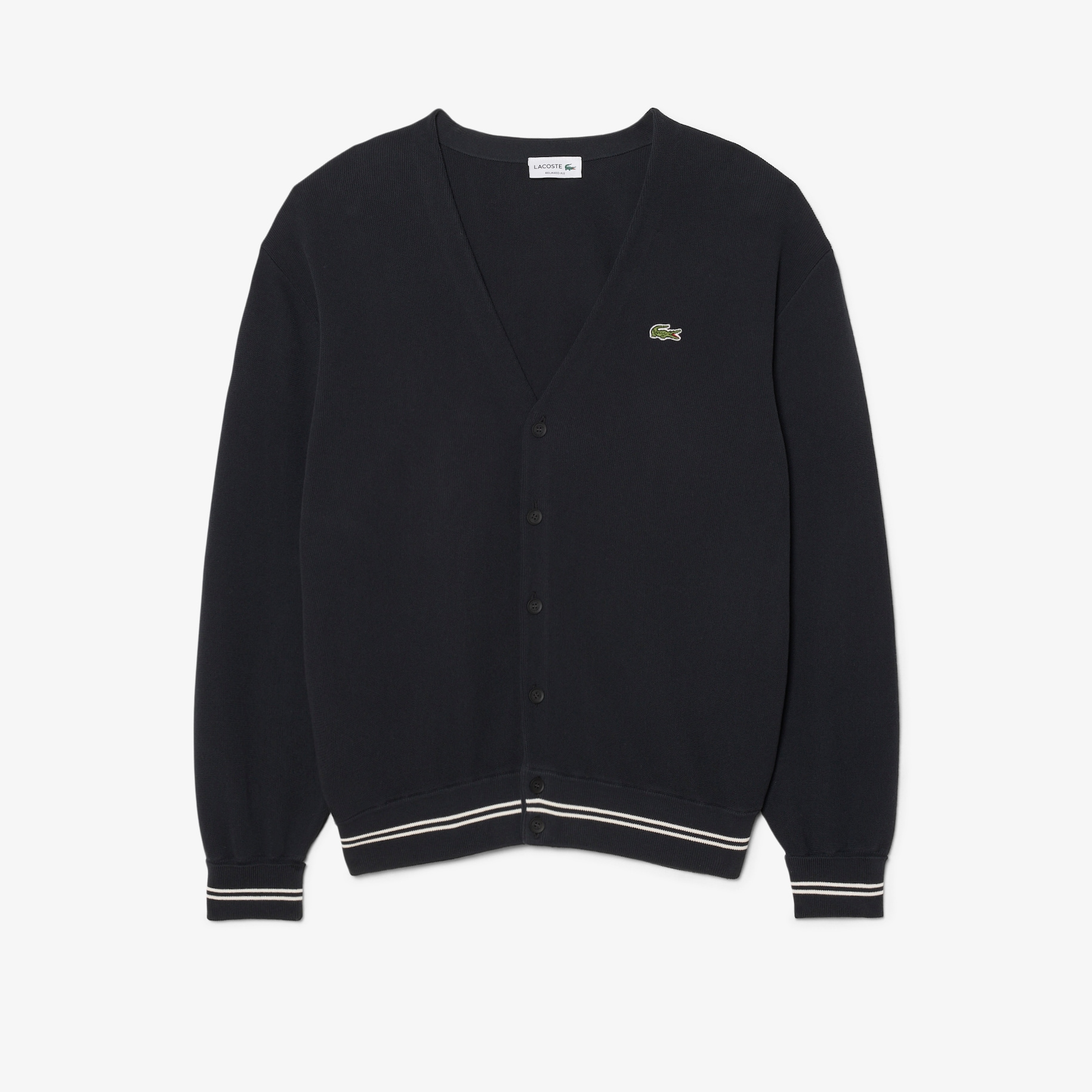 Relaxed Fit Stripe Detail Cotton Cardigan image number 3