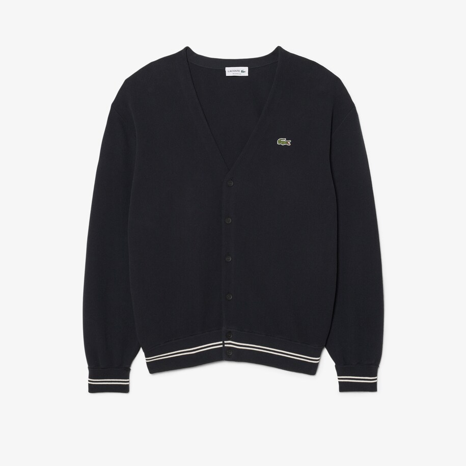 Relaxed Fit Stripe Detail Cotton Cardigan image number 3