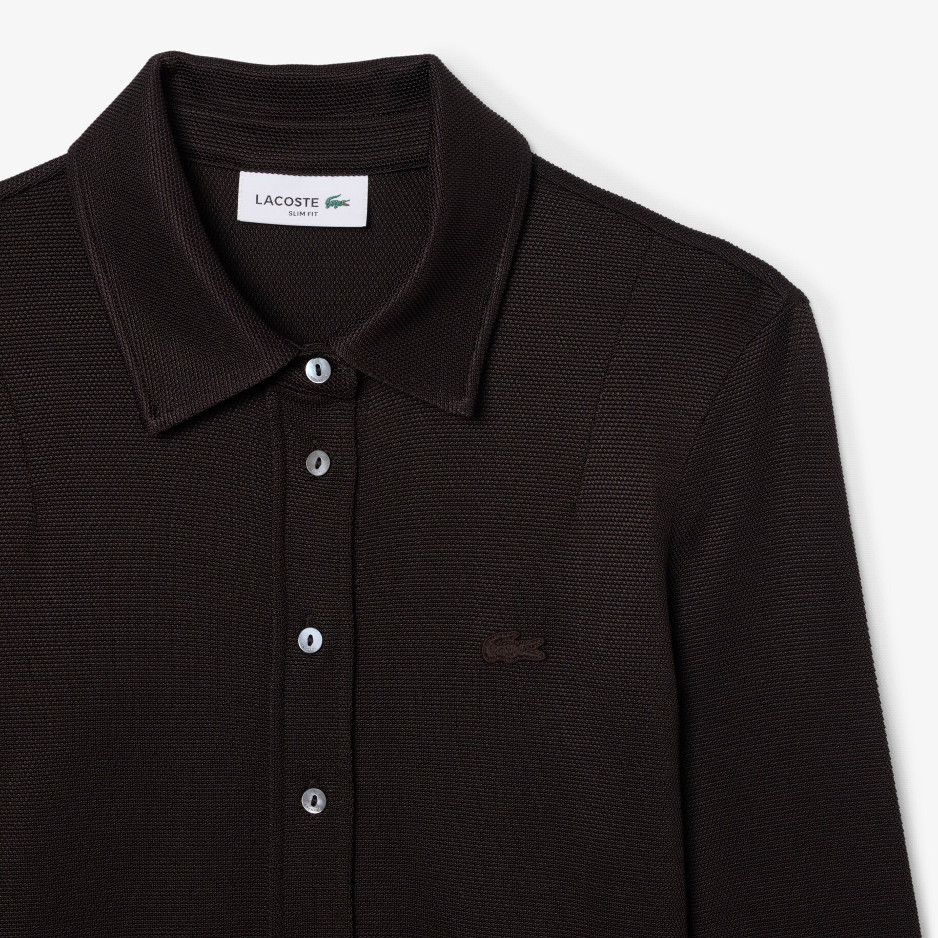 Slim Fit Long Sleeved Piqu&eacute; Polo Shirt image number 4