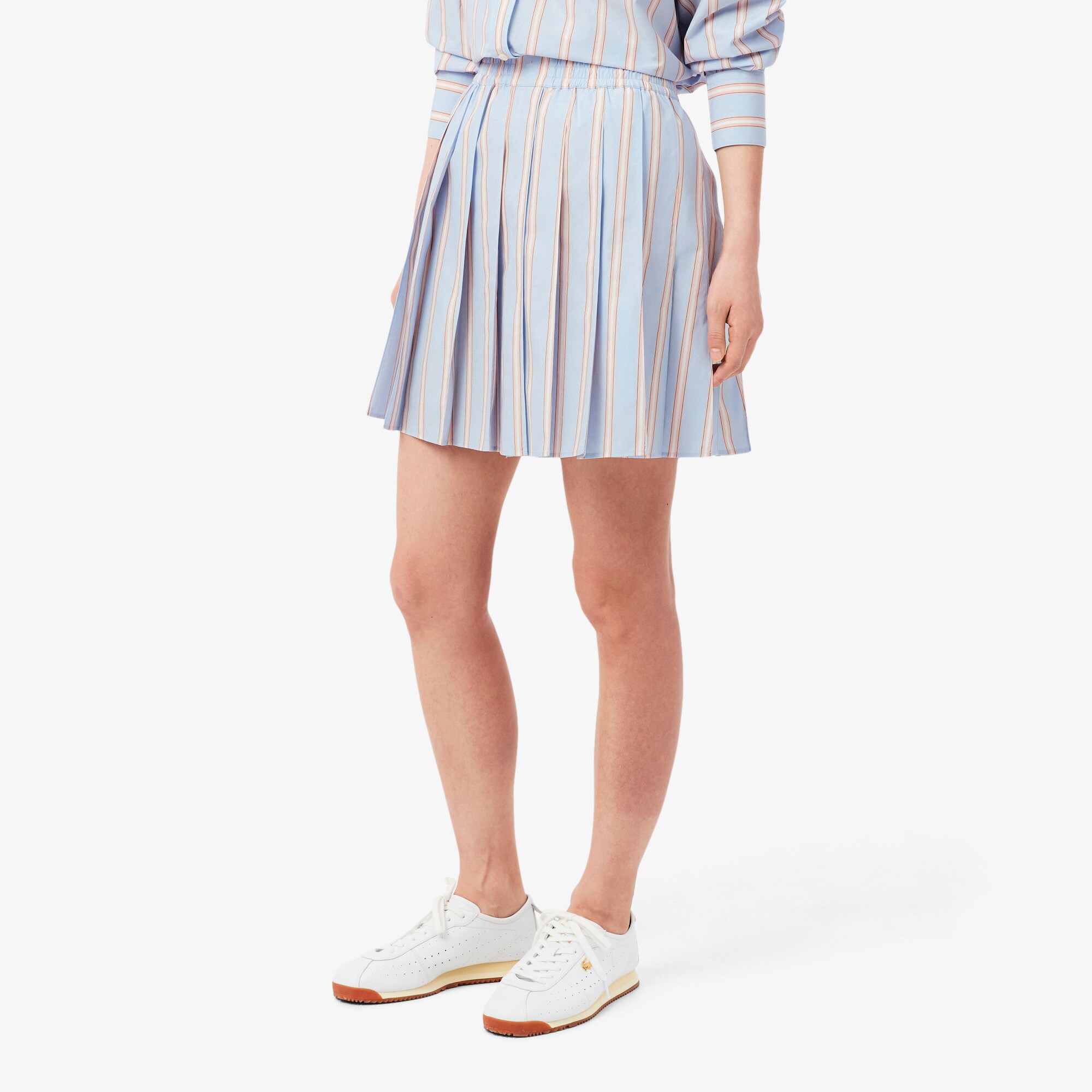 Poplin Short Striped Pleated Skirt image number 1