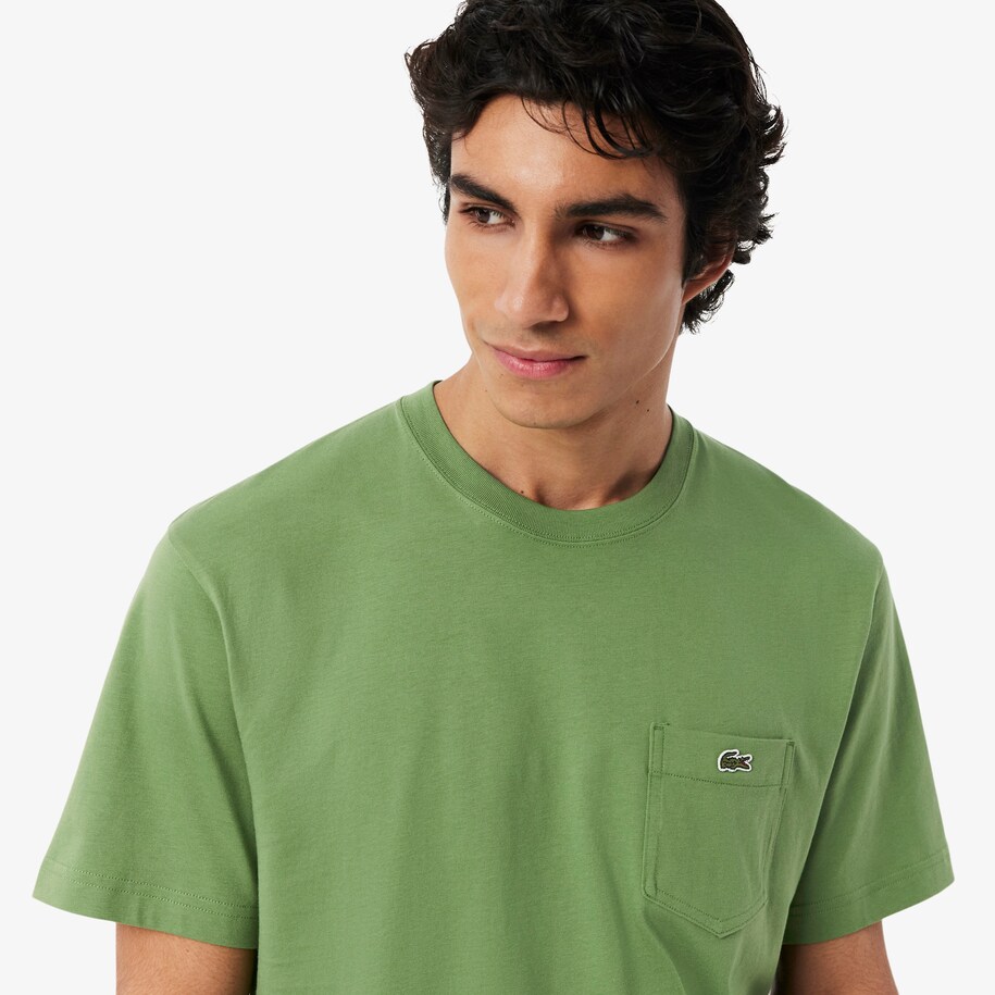 Cotton T-shirt with Breast Pocket image number 1