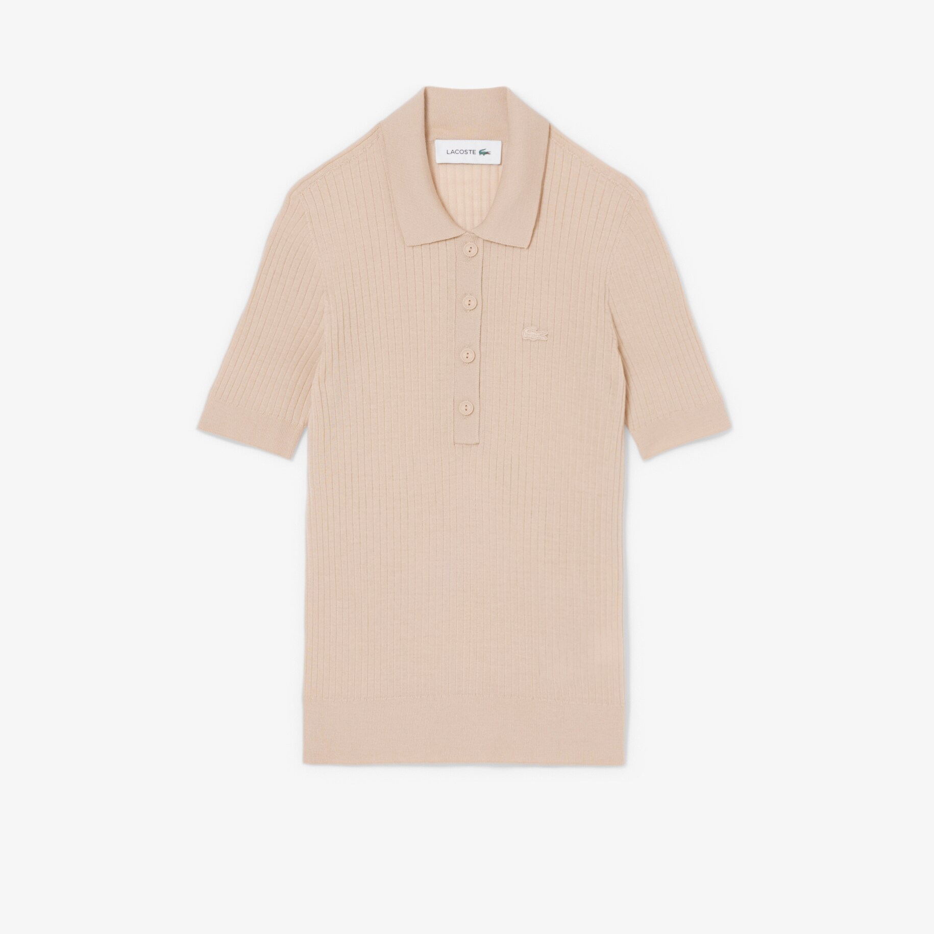 3D Rib Knit Polo Collar Merino Wool Sweater image number 3