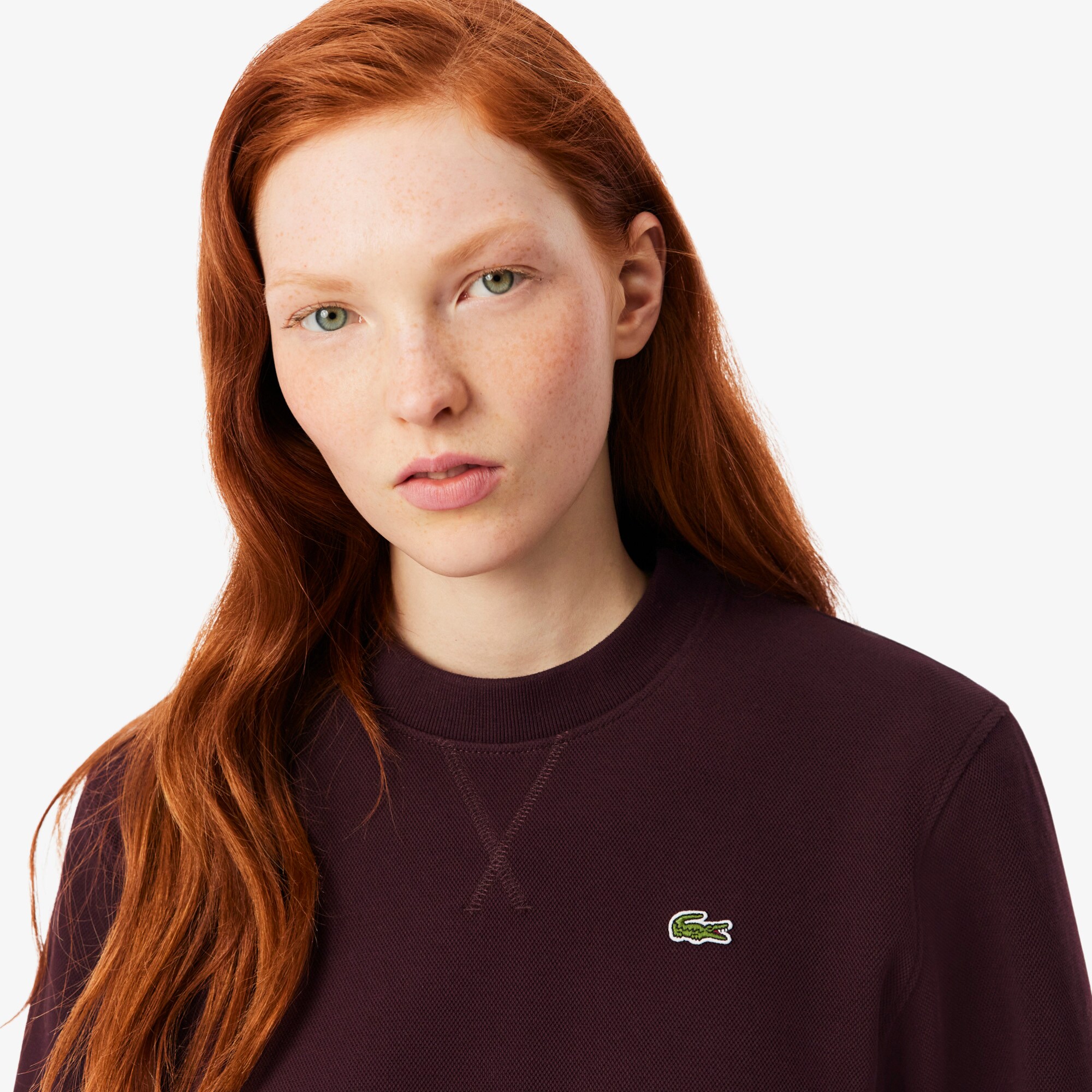 Relaxed Fit Piqu&eacute; Crew Neck Sweatshirt image number 1