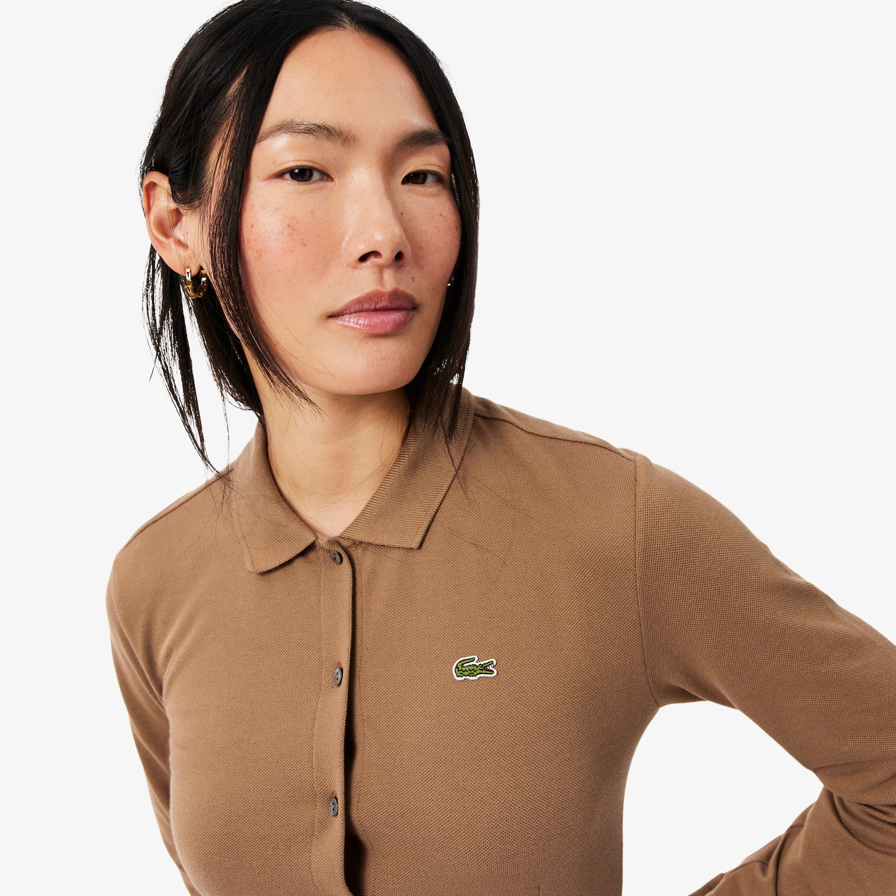 Polo Collar Belted Petit Piqu&eacute; Dress image number 1
