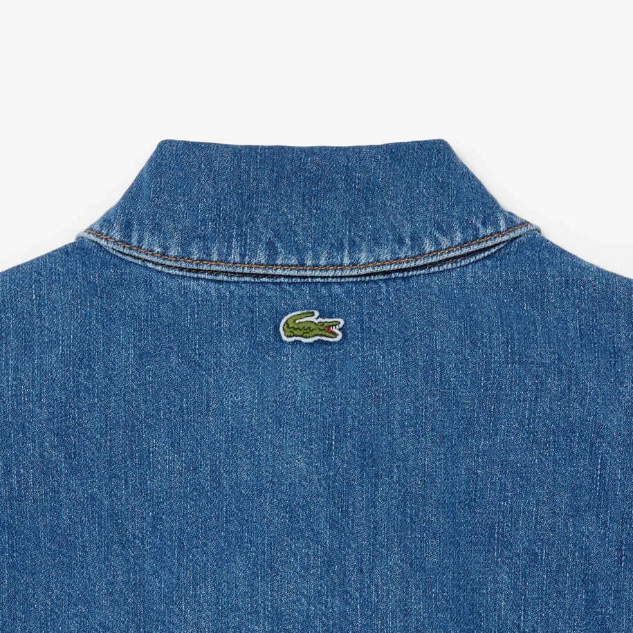 Oversized Lightweight Denim Polo Shirt image number 6