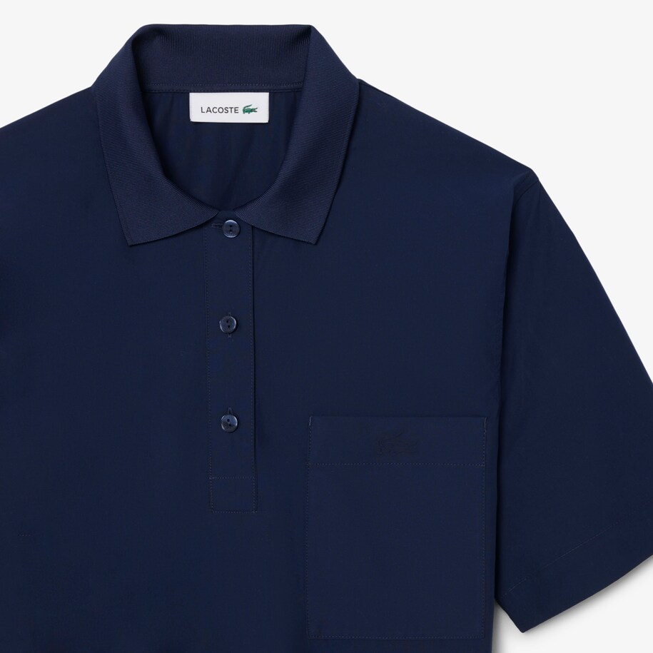 Short Sleeved Poplin Polo Dress image number 4