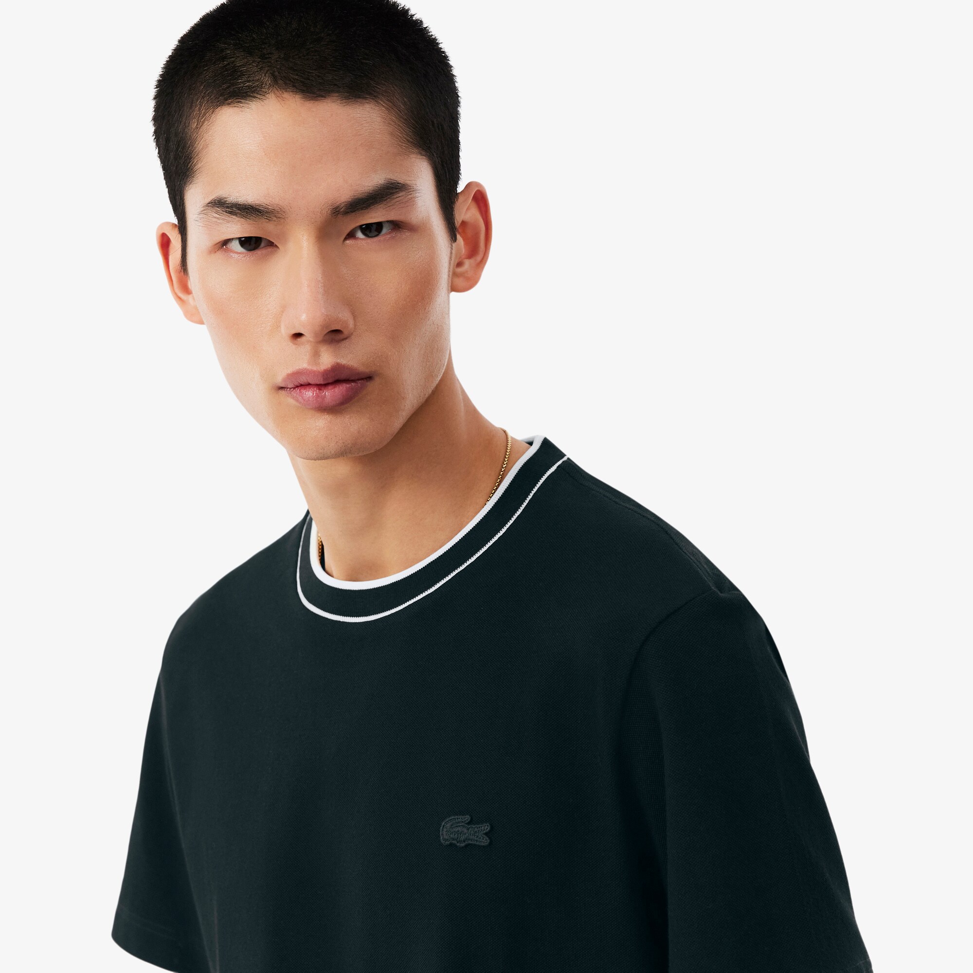 Stretch Piqu&eacute; Stripe Collar T-shirt image number 1