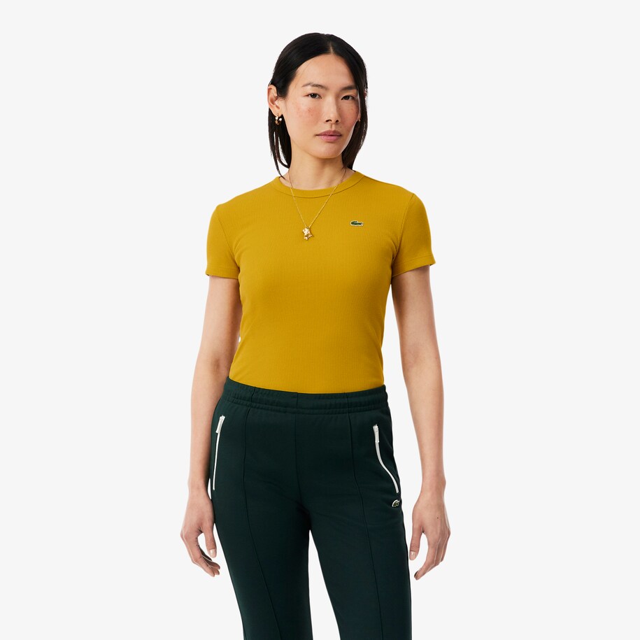 Slim Fit Ribbed Cotton T-shirt image number 0