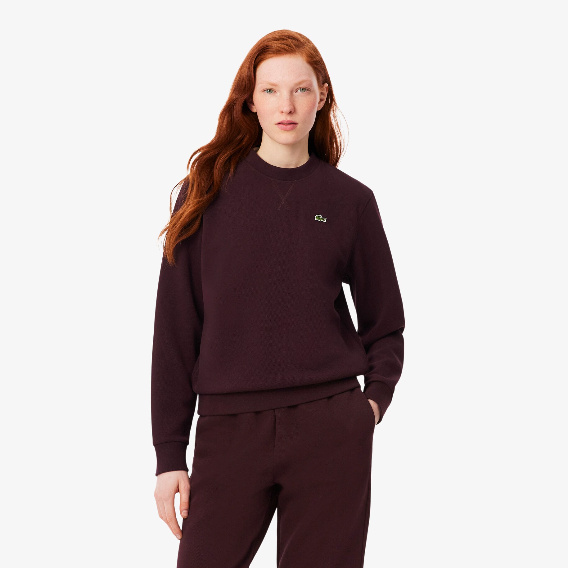 Relaxed Fit Piqu&eacute; Crew Neck Sweatshirt image number 0